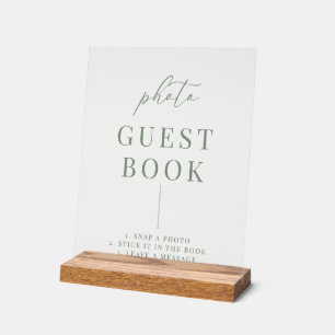 Panneau En Acrylique Sage Green Moderne Élégant Mariage Photo Livre d'o