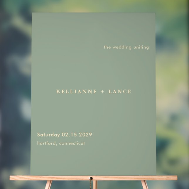 Panneau En Acrylique Sage Green Simple Modern Wedding Welcome (Neutre)