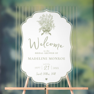 Panneau En Acrylique Sage Green Vintage Floral Bridal Shower Welcome