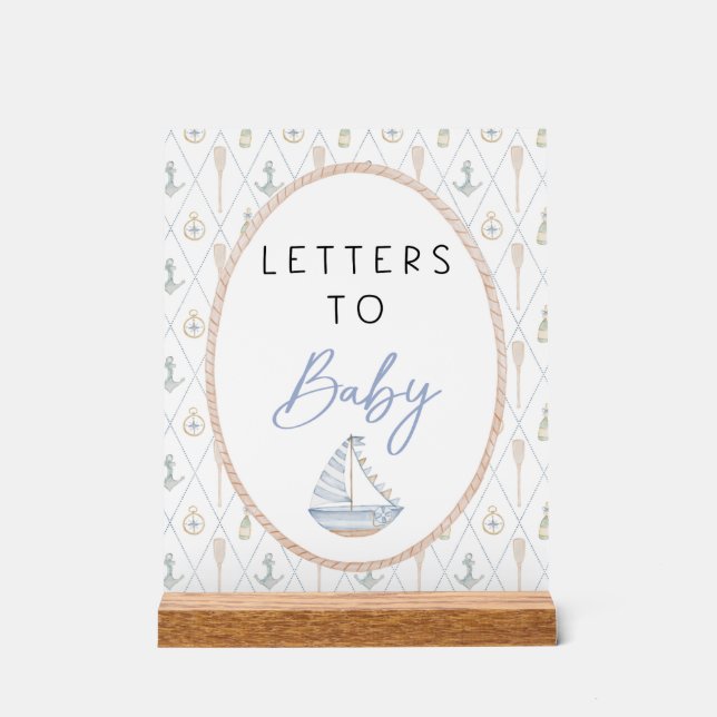 Panneau En Acrylique Sailboat Baby Shower Games - Letters to Baby (Recto)