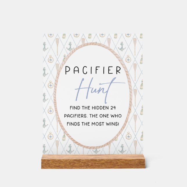 Panneau En Acrylique Sailboat Baby Shower Games - Pacifier Hunt (Recto)