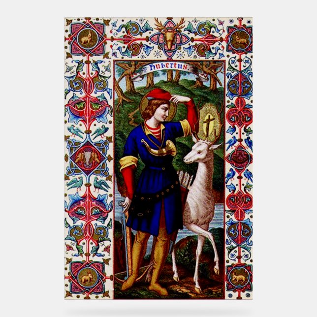 Panneau En Acrylique Saint Hubert de Liège avec le cerf  (Recto)