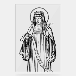 Panneau En Acrylique Sainte Hildegarde de Bingen Mystique Médiévale