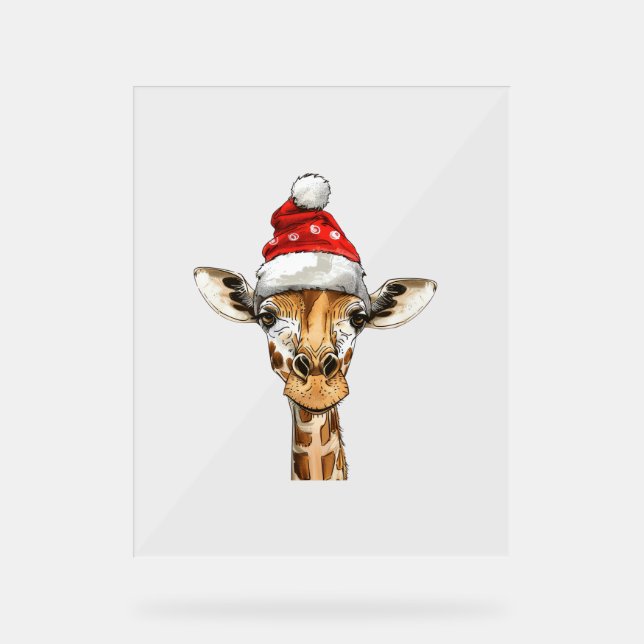 Panneau En Acrylique Saison Noël Noël Noël Giraffe (Recto)