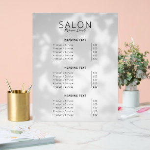 Panneau En Acrylique Salon de beauté minimaliste moderne Tarifs