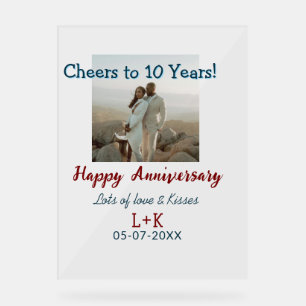 Panneau En Acrylique Salutations à 10 ans heureux anniversaire ajouter