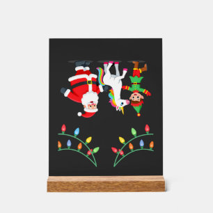 Panneau En Acrylique Santa Elfe Licorne Dabbing Noël Enfants Garçons Ho