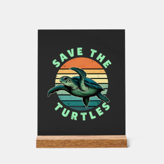 Panneau En Acrylique Sauver Les Tortues Animal Tortue Amateur D'animaux