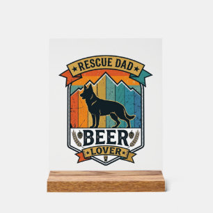 Panneau En Acrylique Sauver Papa Amateur de Bière Chien Vintage Coucher
