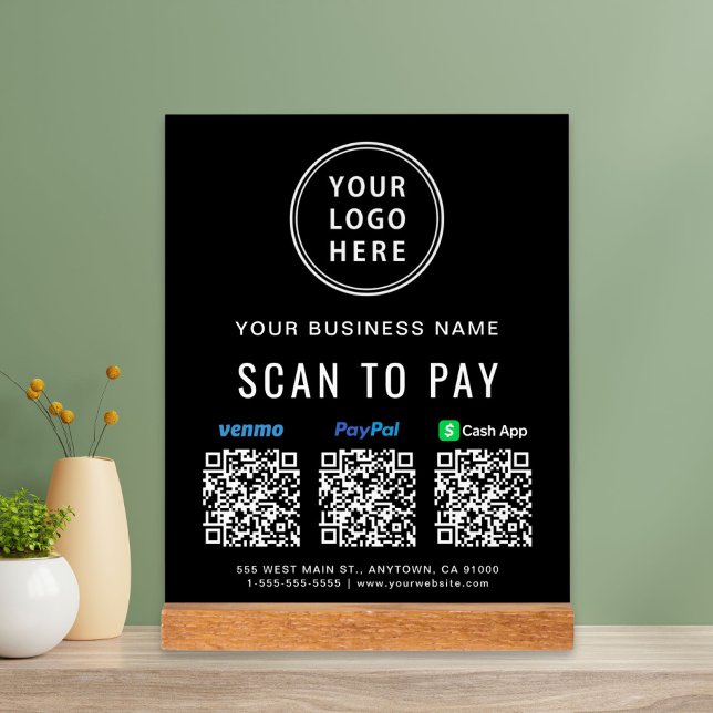 Panneau En Acrylique Scanner pour payer les codes QR Logo Paypal Venmo  (Créateur téléchargé)