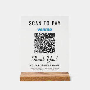 Panneau En Acrylique Scannez pour payer le code QR Venmo