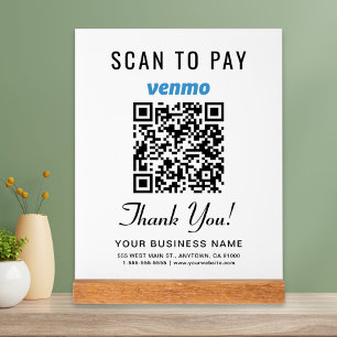 Panneau En Acrylique Scannez pour payer le code QR Venmo blanc