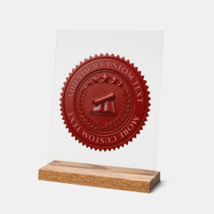 Panneau En Acrylique Sceau de certificat en cire rouge 3D modifiable pe