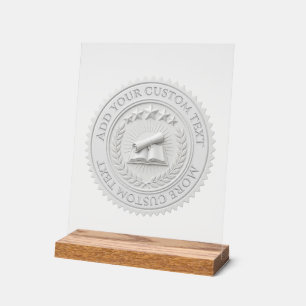 Panneau En Acrylique Sceau de certificat en feuille de cire blanche 3D