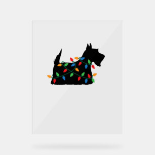 Panneau En Acrylique Scottish Terrier Scottie Chien Noël Lumières Cadea