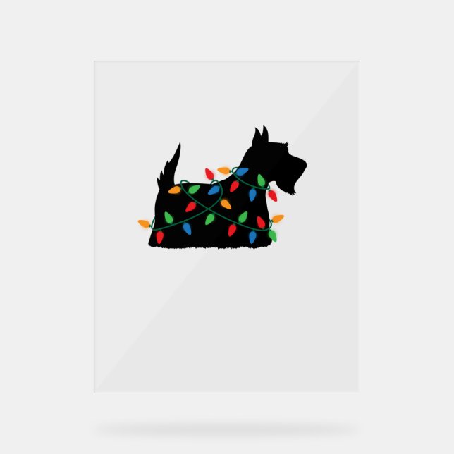 Panneau En Acrylique Scottish Terrier Scottie Chien Noël Lumières Cadea (Recto)