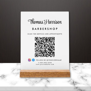Panneau En Acrylique Script de signature élégant Code QR Entreprise