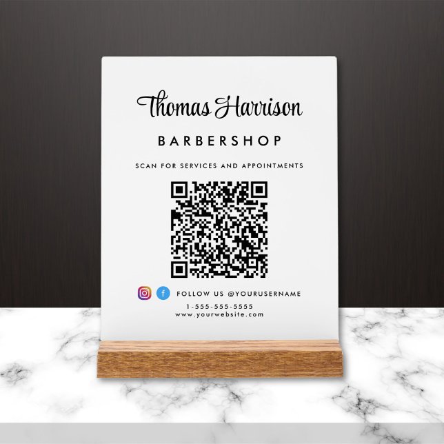 Panneau En Acrylique Script de signature élégant Code QR Entreprise (Créateur téléchargé)