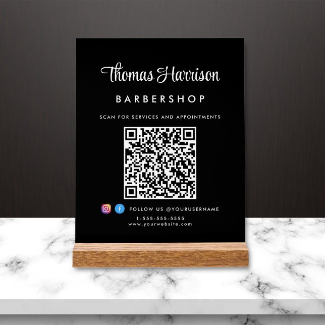 Panneau En Acrylique Script de signature élégant Code QR Entreprise Noi (Créateur téléchargé)