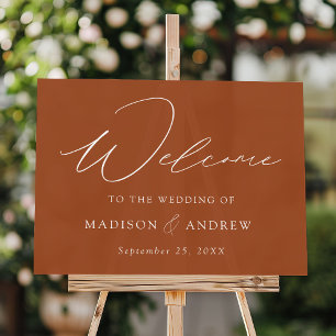 Panneau En Acrylique Script élégant moderne Mariage en terre cuite Accu