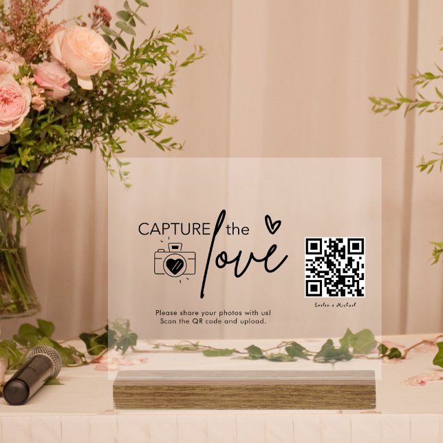 Panneau En Acrylique Script moderne Capture Le code QR d'amour avec boi (Créateur téléchargé)