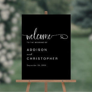 Panneau En Acrylique Script noir Moderne minimaliste Mariage Bienvenue