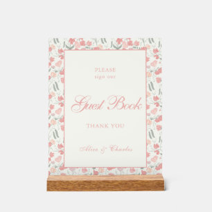Panneau En Acrylique Script Sweet Pea Floral Crème et Mariage rose