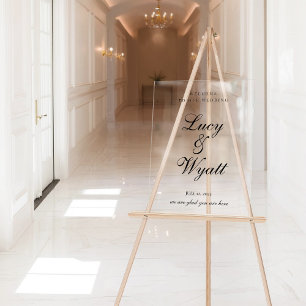 Panneau En Acrylique Scripty noir et blanc - Signe Mariage