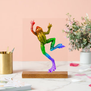 Panneau En Acrylique Sculpture de grenouille arc-en-ciel de SlipperyJoe