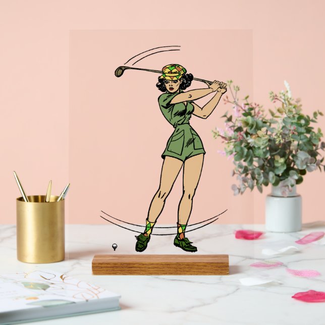 Panneau En Acrylique Se réchauffer pour Golf Lady Golfer (Mariage)