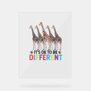 Panneau En Acrylique Sensibilisation sur l'autisme Cute Giraffe Animal