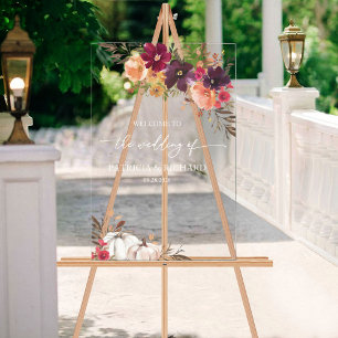 Panneau En Acrylique S'éprendre de la citrouille florale mariage de bie