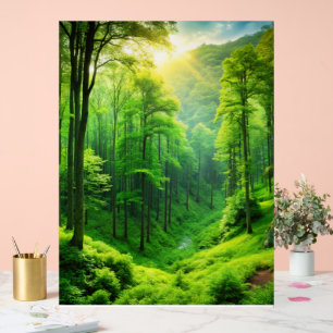 Panneau En Acrylique Serene Forest Glow" Mur Art.