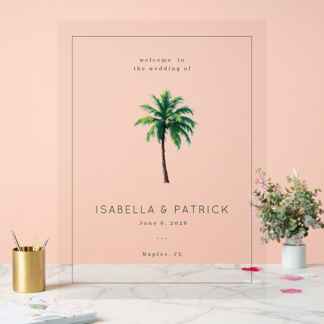 Panneau En Acrylique Serene Tropical Palm Tree (Mariage)