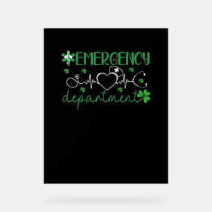 Panneau En Acrylique Service d'urgence Funny ER Nurse Irish St Patri