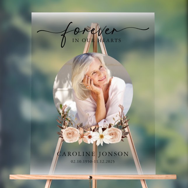 Panneau En Acrylique Service funéraire funéraire pour toujours dans nos (Neutre)