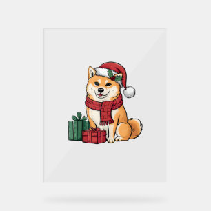 Panneau En Acrylique Shiba Inu Chien vêtements de Noël Chien de Noël No
