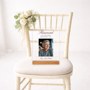Panneau En Acrylique Siège réservé Élégant Photo Mariage Mémorial
