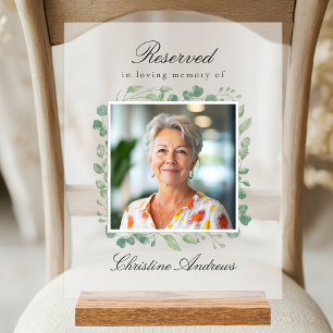 Panneau En Acrylique Siège réservé - Mariage commémoratif Eucalyptus