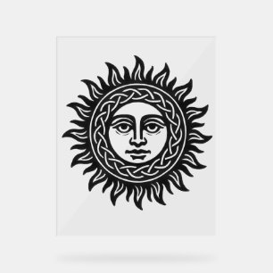 Panneau En Acrylique Sigil du Visage Solaire – Emblème du Soleil Noir
