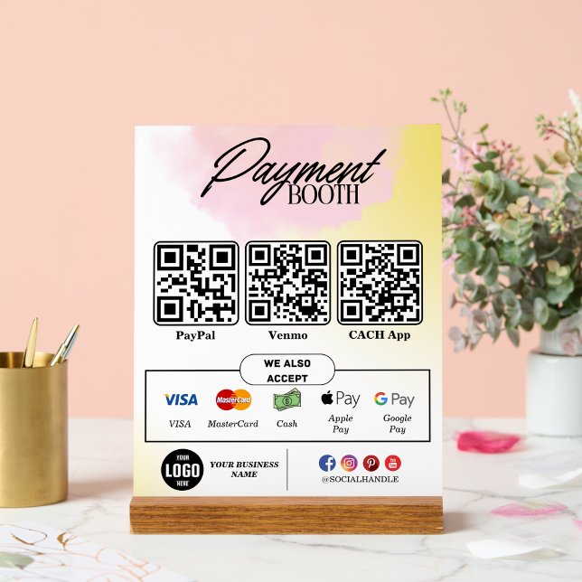 Panneau En Acrylique Signal d'analyse à la paye - Modèle de code QR (Editable Scan to Pay Sign QR Code Sign Template Canva, Printable Payment Sign, Accepted Payments Sig)