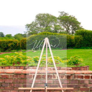 Panneau En Acrylique Signal de code QR du script de bienvenue du mariag