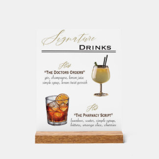 Panneau En Acrylique Signature Boire Mariage Signer Acrylique