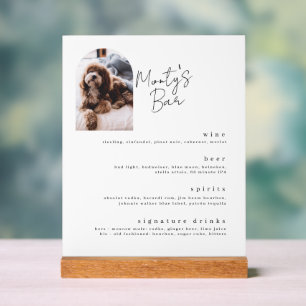 Panneau En Acrylique Signature Boissons Barre pour animaux de compagnie