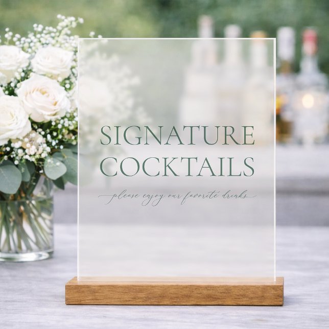 Panneau En Acrylique Signature Cocktails Acrylic Wedding Sign (Créateur téléchargé)