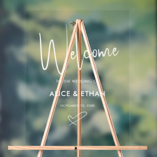 Panneau En Acrylique Signature du script de bienvenue de mariage
