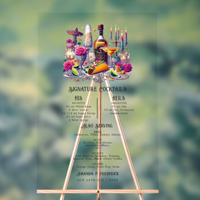 Panneau En Acrylique Signature Tropical Mexican Fiesta Cocktails (Neutre)