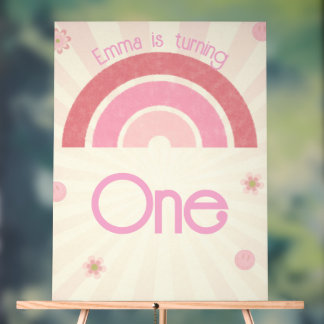 Panneau En Acrylique Signe acrylique d'anniversaire arc-en-ciel