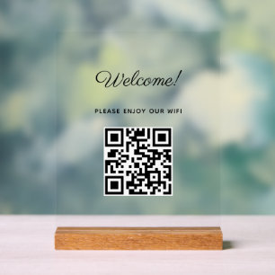 Panneau En Acrylique SIGNE ACrylique de bienvenue WIFI avec code QR