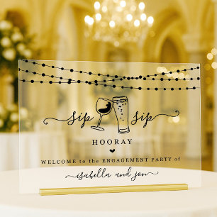 Panneau En Acrylique Signe de bienvenue amusant Sip Sip Hooray
